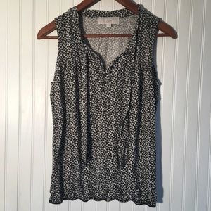 Ann Taylor Loft Ivory and Black Sleeveless Top S